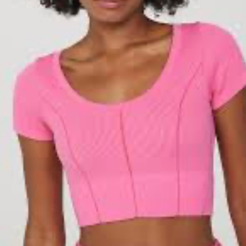 Offline by Aerie AE Women's Crop Athletic Workout Top, Large Pink - Picture 7 of 7
